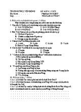 Đề kiểm tra 1 tiết môn Lịch sử Lớp 9 - Năm học 2016-2017 - Trường THCS Yên Đồng
